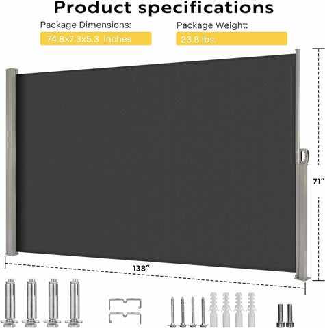 VIVOHOME Retractable Side Awning