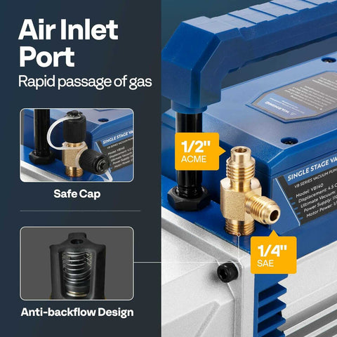 VIVOHOME Single Stage HVAC Vacuum Pump and 4 Way AC Manifold Gauge Set Kit with Leak Detector
