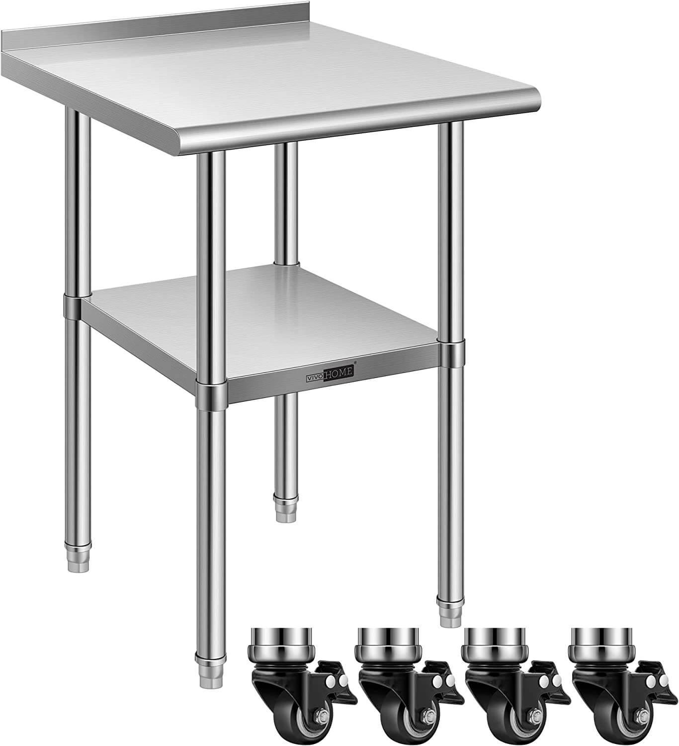 VIVOHOME Stainless Steel Work Table with Backsplash