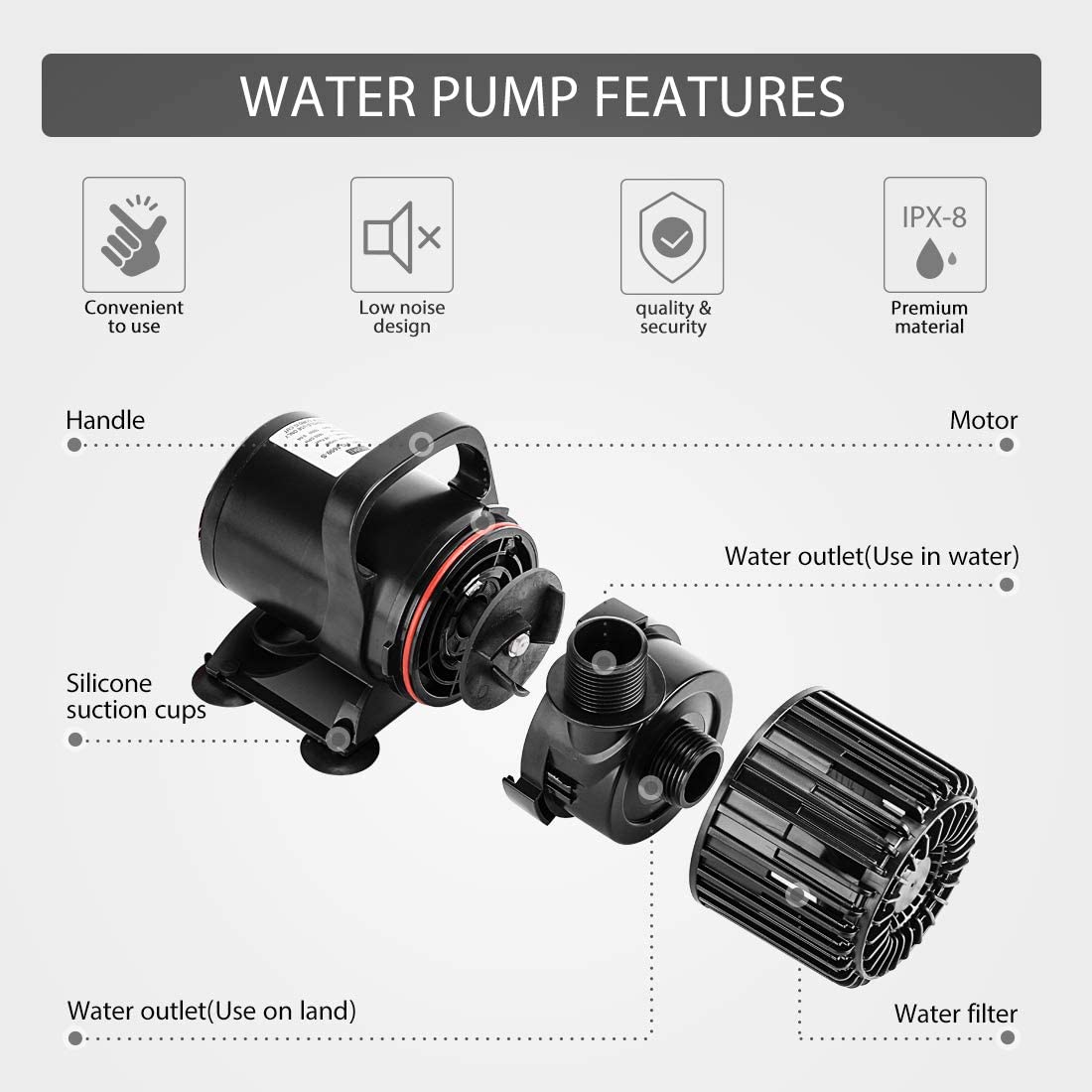 VIVOHOME Electric Submersible Water Pump for Waterfall Fountains Fish Tank and Aquarium 5300 GPH-310W