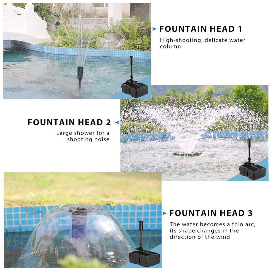 VIVOHOME 660 GPH Submersible Pond Filter Pump Fountain Kits with UV Sterilizer Suitable for Ponds of 1180 Gallons, Water Pump Built In