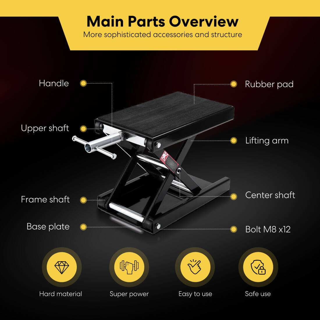 VIVOHOME Steel Motorcycle ATV Wide Deck Scissor Lift Jack Black