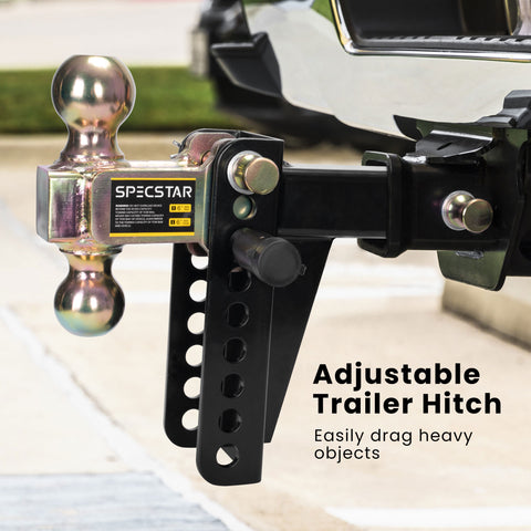 SPECSTAR Adjustable Trailer Hitch Ball Mount 6Inch with Double Stainless Steel Locks