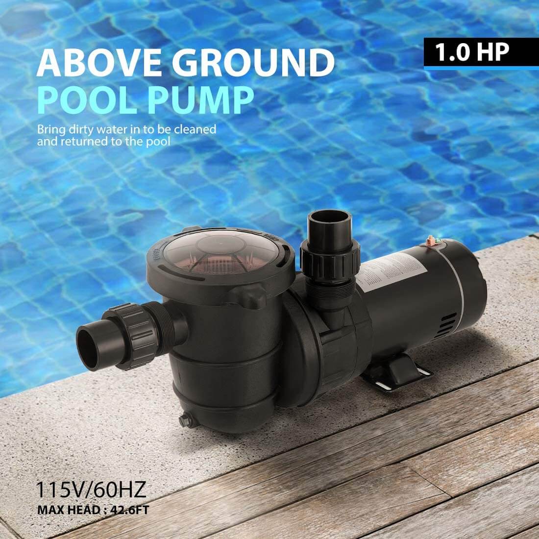 VIVOHOME 1.0 HP 5220 GPH Powerful Above Ground Swimming Pool Pump with Strainer Basket