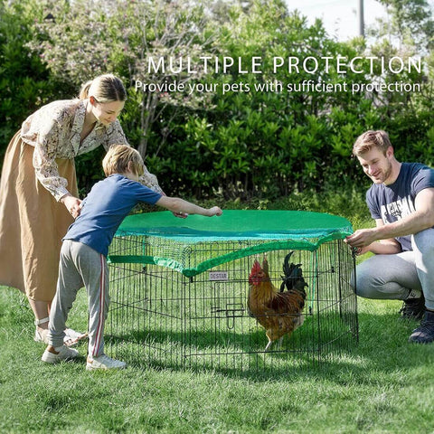  DEStar 8 Panel Foldable Outdoor Backyard Metal Coop Chicken Cage Enclosure Duck Rabbit Cat Crate Playpen Exercise Pen with Weather Proof Cover