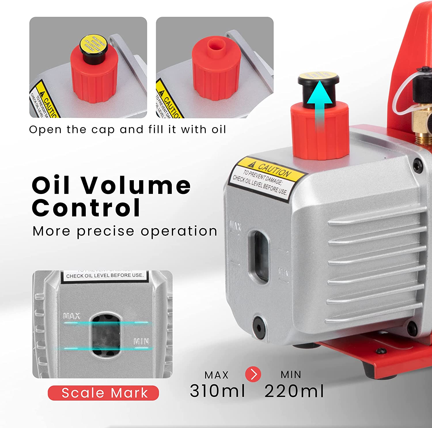 VIVOHOME 1/4 HP 3.5CFM Single Stage Rotary Vane Air Vacuum Pump and AC Manifold Gauge Set Kit with Thermometer