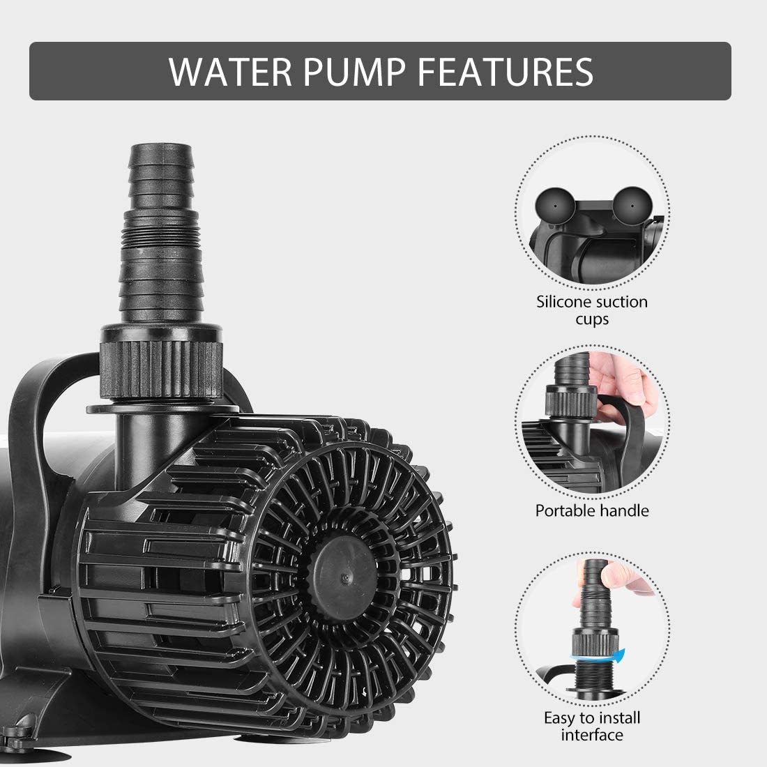 VIVOHOME Electric Submersible Water Pump for Waterfall Fountains Fish Tank and Aquarium 2700 GPH-120W