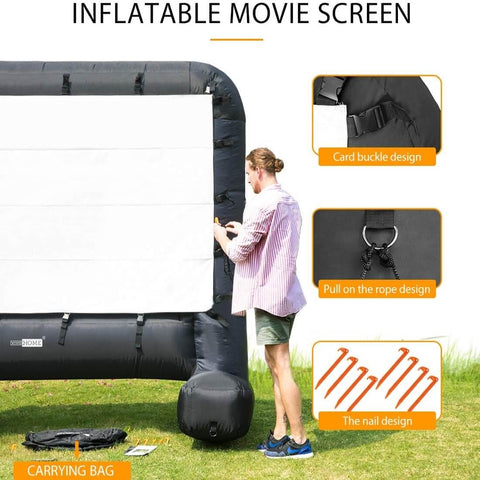 VIVOHOME 18 Feet Indoor and Outdoor Inflatable Blow up Mega Movie Projector Screen with Carry Bag for Front and Rear Projection