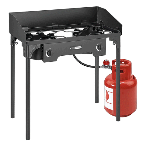  VIVOHOME Double Burner Stove, Heavy Duty Outdoor Dual Propane with Windscreen and Detachable Legs Stand for Camping Cookout, Max. 150,000 total BTU/hr