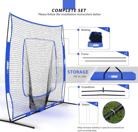 VIVOHOME Baseball Practice Net Set with Strike Zone Target and Carry Bag