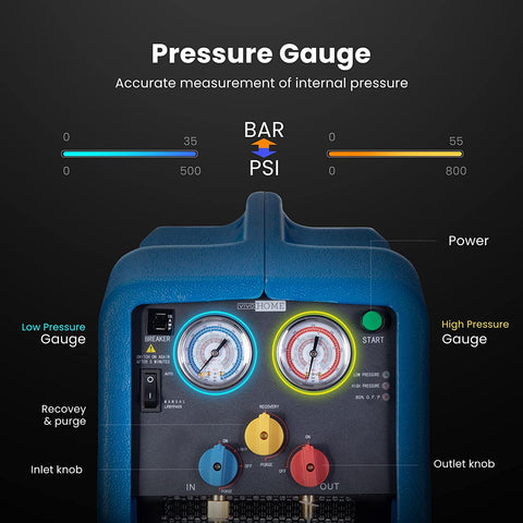 VIVOHOME Refrigerant Recovery Machine R1234YF 1 HP Dual Cylinder Portable