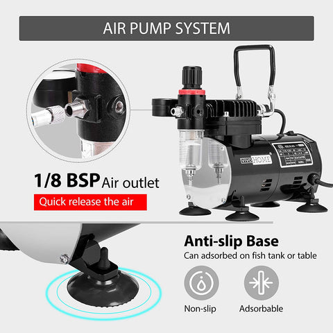 VIVOHOME Professional Airbrushing Kit with 1/5 HP Portable Compressor Kit and Model Spray Paint Booth