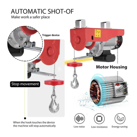 VIVOHOME 110V 1320 Lbs Lift Electric Hoist, Remote Control Electric Winch, Garage Ceiling Crane Overhead, Zinc-Plated Steel Wire Hoist for Garage, Warehouses, Factories Lifting