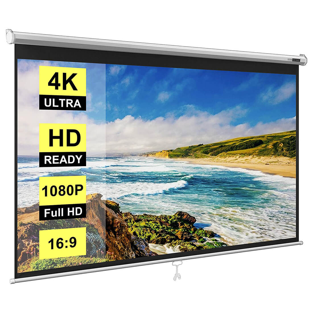 VIVOHOME 80 Inch Manual Pull Down Projector Screen, 16:9 HD Retractable Widescreen Matte for Movie Home Theater Cinema Office Video Game