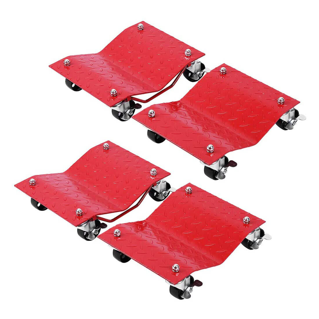 VIVOHOME Heavy Duty 4 Tire Wheel Dolly Car Stakes 6000lbs Capacity Red