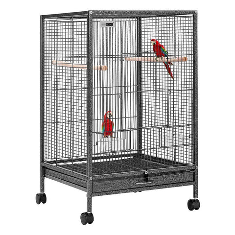 VIVOHOME 30 Inch Height Wrought Iron Bird Cage with Rolling Stand for Parrots Conure Lovebird Cockatiel Black