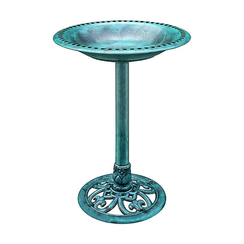 VIVOHOME 28 Inch Height Polyresin Lightweight Antique Outdoor Garden Bird Bath Green