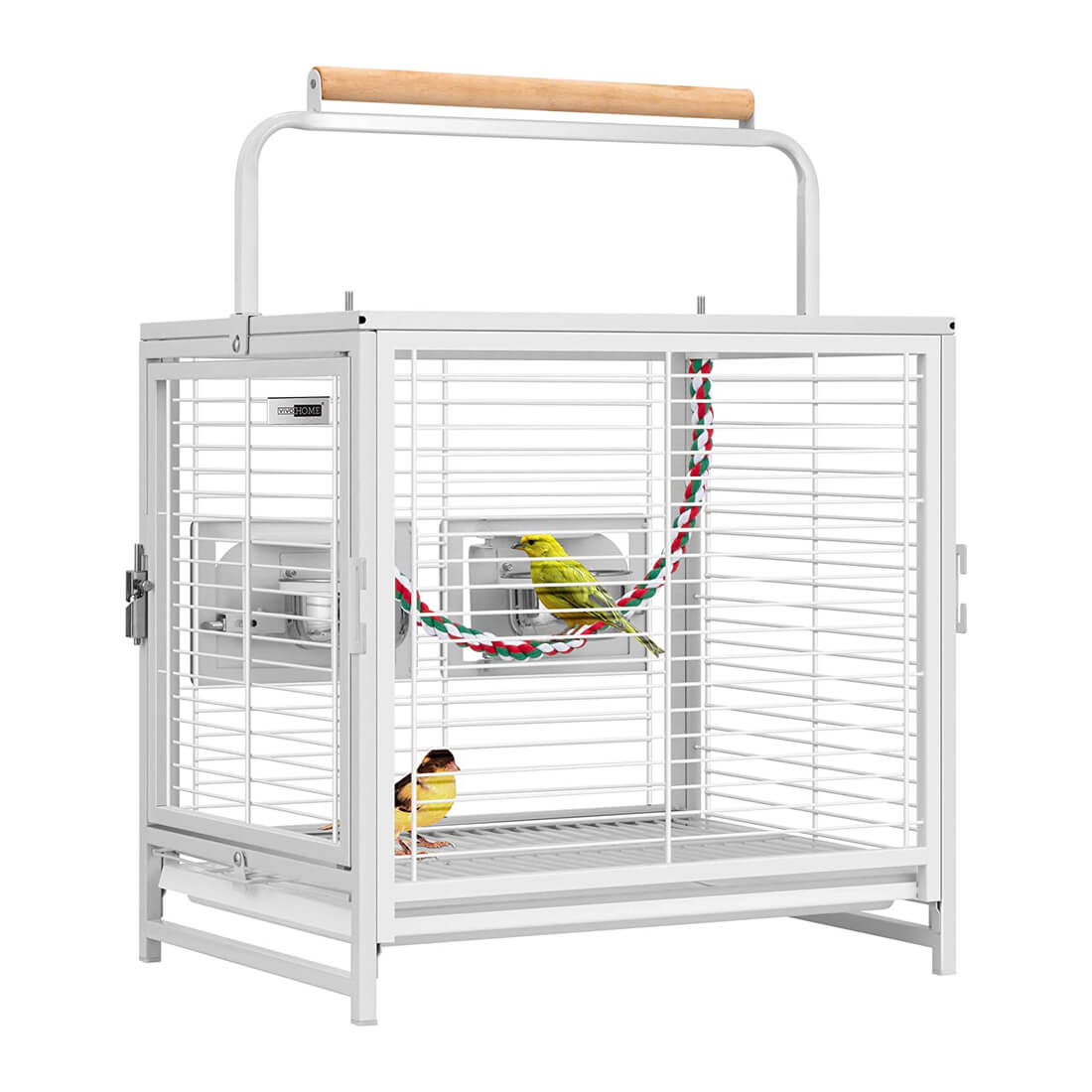 VIVOHOME 19 Inch Wrought Iron Bird Travel Carrier Cage for Parrots Conures Lovebird Cockatiel Parakeets