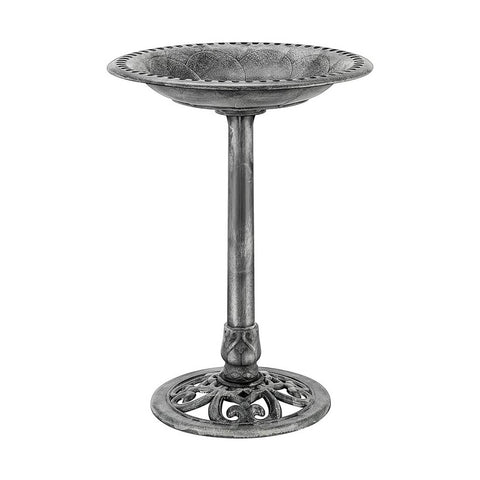 VIVOHOME 28 Inch Height Polyresin Lightweight Antique Outdoor Garden Bird Bath Gray