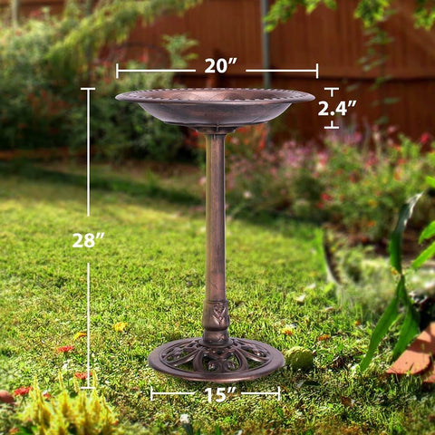 VIVOHOME 28 Inch Height Polyresin Lightweight Antique Outdoor Garden Bird Bath Bronze