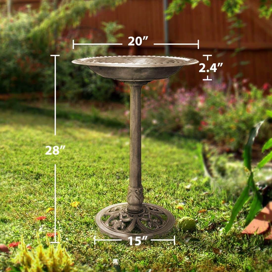 VIVOHOME 28 Inch Height Polyresin Lightweight Antique Outdoor Garden Bird Bath Copper