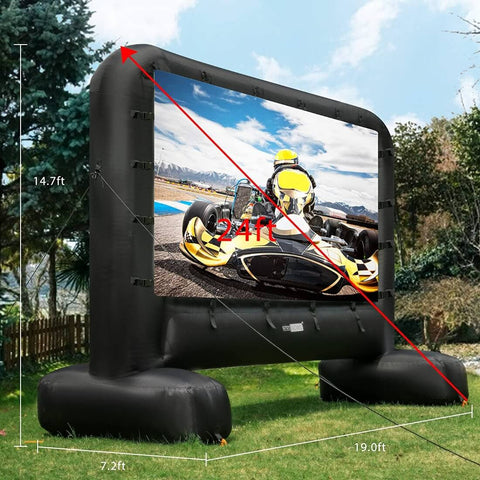 VIVOHOME 24 Feet Indoor and Outdoor Inflatable Blow up Mega Movie Projector Screen with Carry Bag for Front and Rear Projection