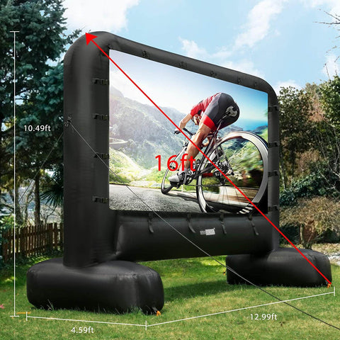 VIVOHOME 16 Feet Indoor and Outdoor Inflatable Blow up Mega Movie Projector Screen with Carry Bag for Front and Rear Projection