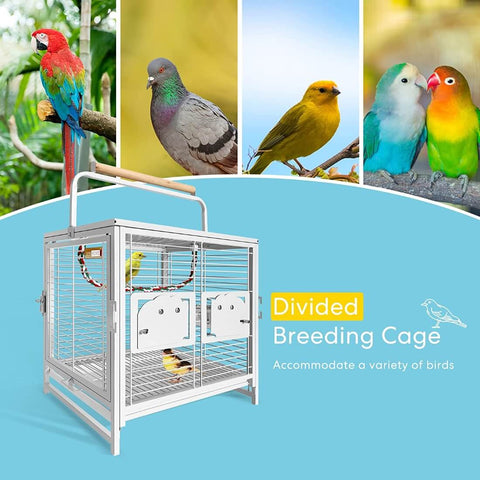 VIVOHOME 19 Inch Wrought Iron Bird Travel Carrier Cage for Parrots Conures Lovebird Cockatiel Parakeets