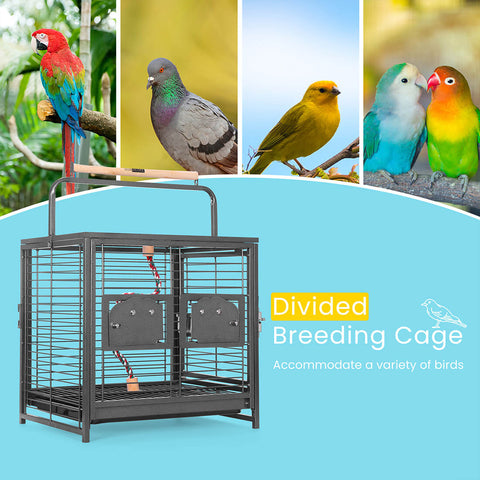 VIVOHOME 19 Inch Wrought Iron Bird Travel Carrier Cage for Parrots Conures Lovebird Cockatiel Parakeets