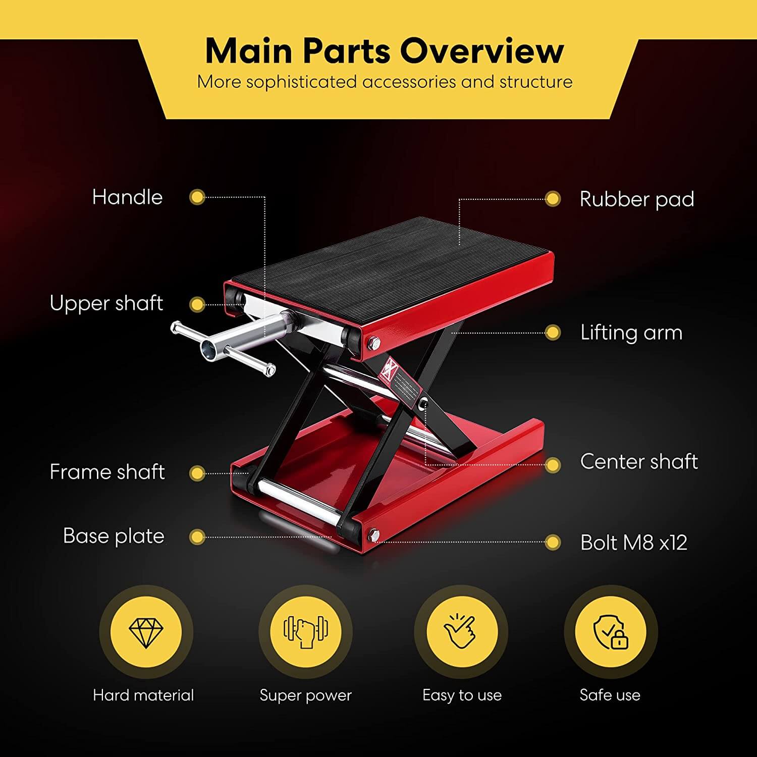 VIVOHOME Steel Motorcycle ATV Wide Deck Scissor Lift Jack Crank Hoist Stand 1100 lbs