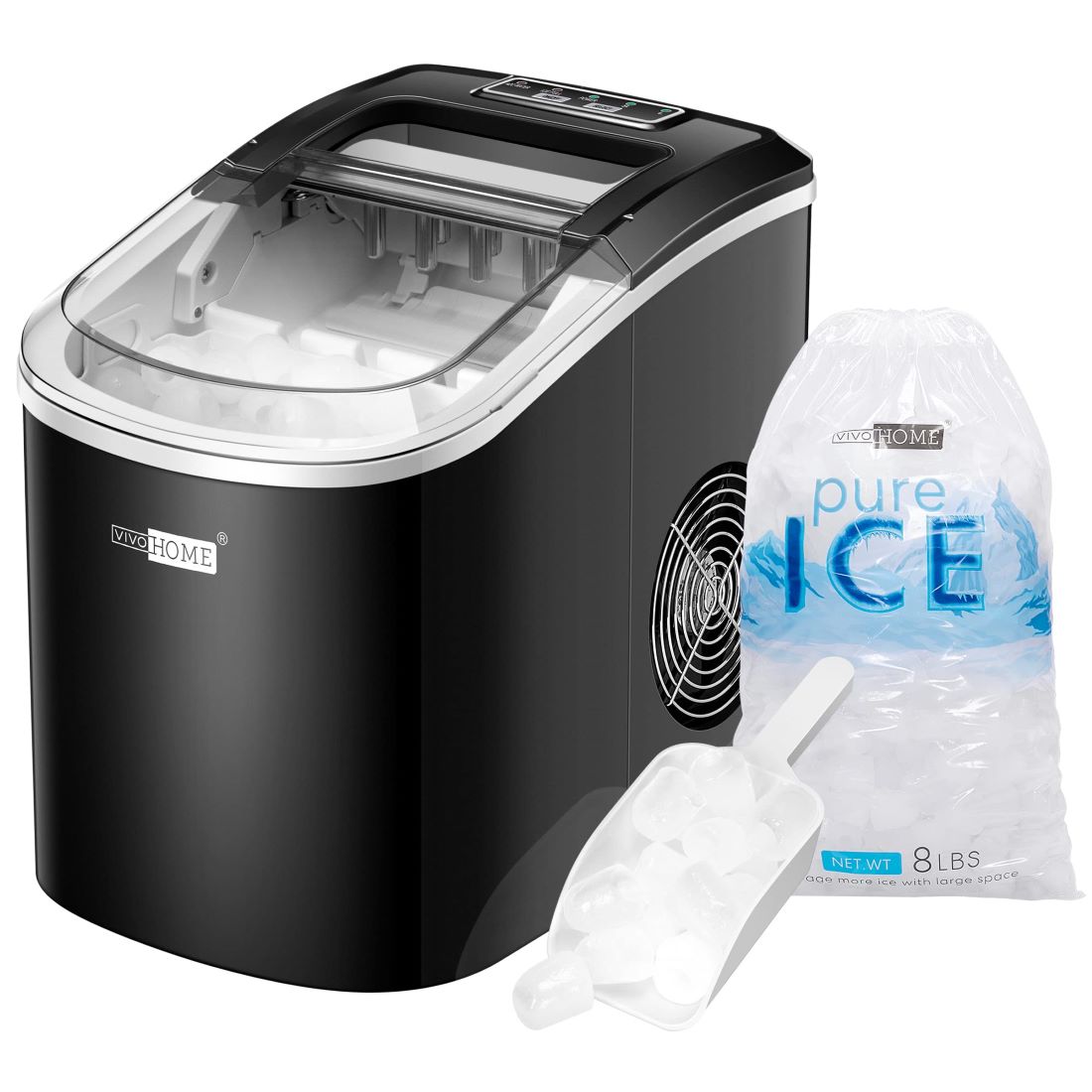 VIVOHOME Electric Portable Compact Countertop Automatic Ice Cube Maker Black