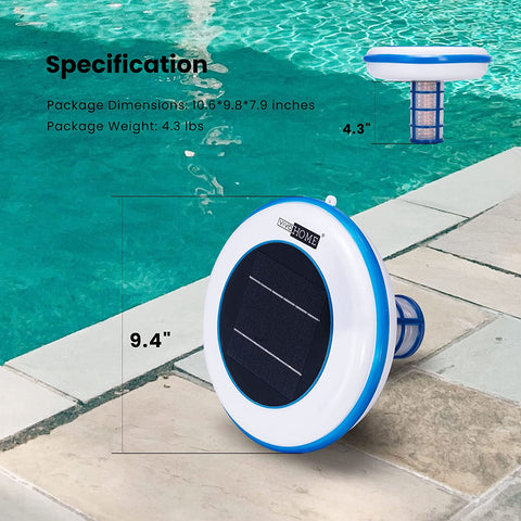 VIVOHOME Solar Pool Ionizer Chlorine-Free Sun Shock & Water Purifier Automatic Pool Cleaner