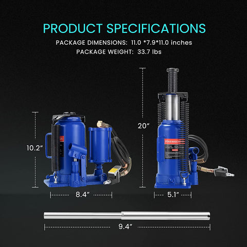 SPECSTAR Air Hydraulic Bottle Jack with Manual Hand Pump