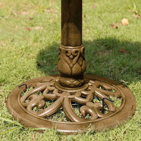 VIVOHOME Polyresin Antique Outdoor Copper Garden Bird Bath and Solar Powered Round Pond Fountain Combo Set