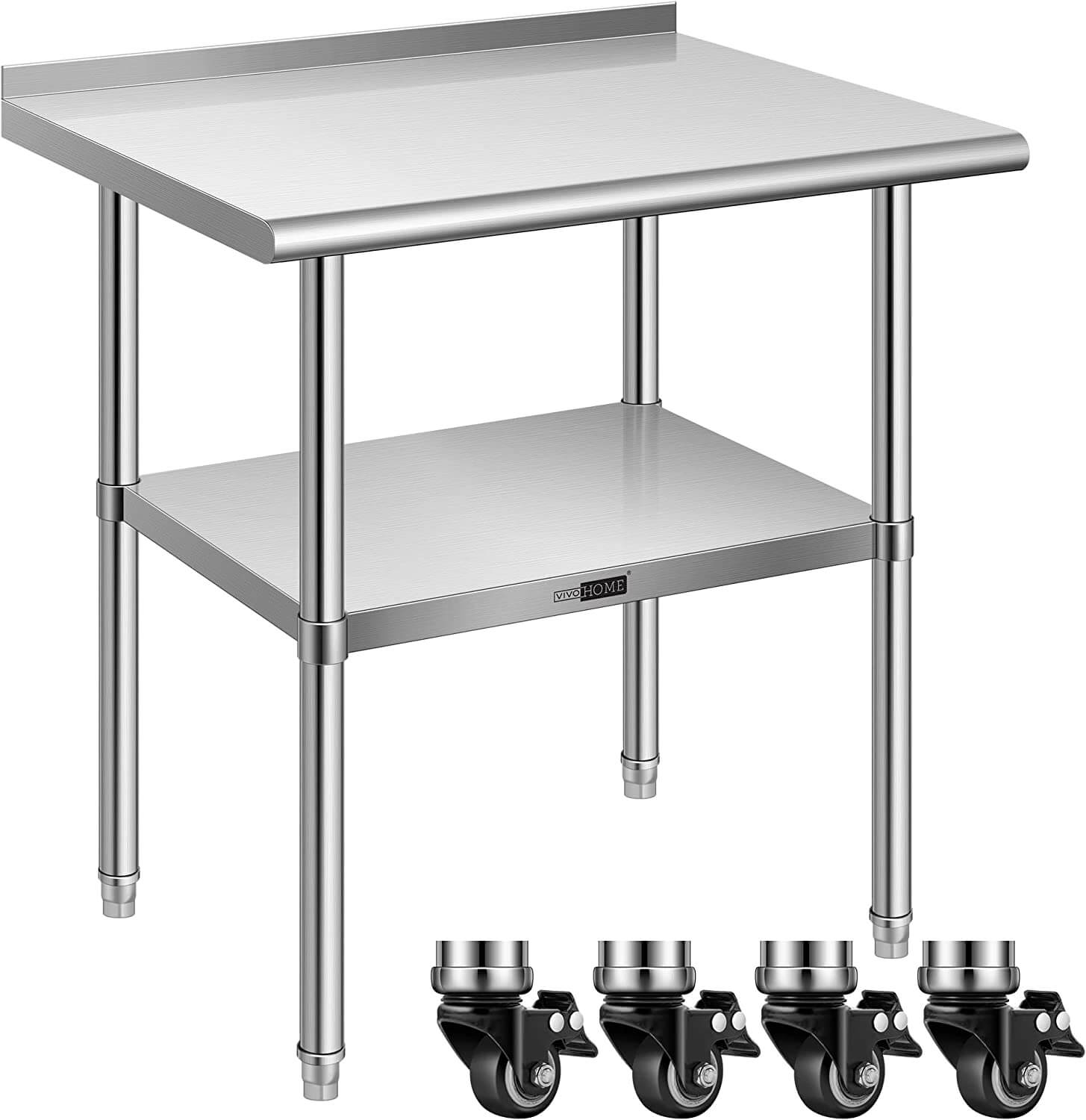 VIVOHOME Stainless Steel Work Table with Backsplash